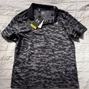 Under Armour Boys Youth Gray Camo Polo brand new
